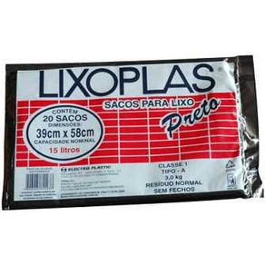 SACO-LIXO-LIXOPLAS-PRETO--15LT-25X20 SACO-LIXO-LIXOPLAS-PRETO--15LT-25X20