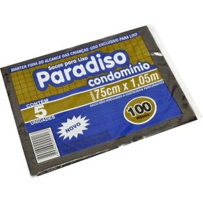 SACO-LIXO-PARADISO-CONDOM-100LT-20X5-PTO SACO-LIXO-PARADISO-CONDOM-100LT-20X5-PTO